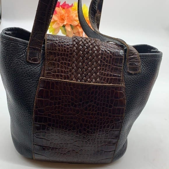 Brighton Brown Snakeskin Black Pebble Leather Shoulder Bag. BP1630A - Picture 3 of 11